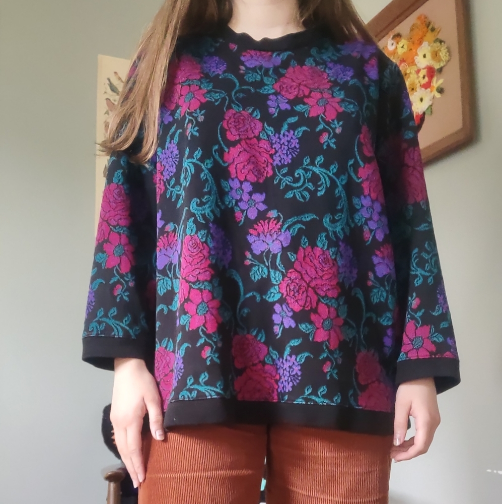 Vintage 80s Floral Sweater